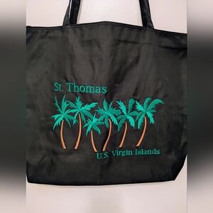 St. Thomas Black Tote Bag U S Virgin Islands Palm Trees